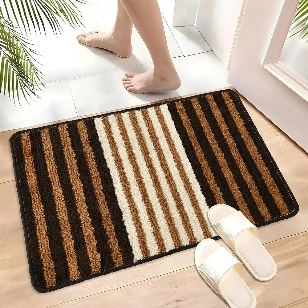 Kuber Industries Anti-Skid Water-Absorbent Door Mats for Home Micro Pearl Lining Brown